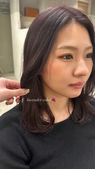 カラー 切りっぱなしボブ/ 透明感カラー/うらんのヘアスタイル