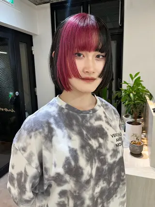 ミディアム カラー aya/ブリーチ/ ボブ/ショートのヘアスタイル