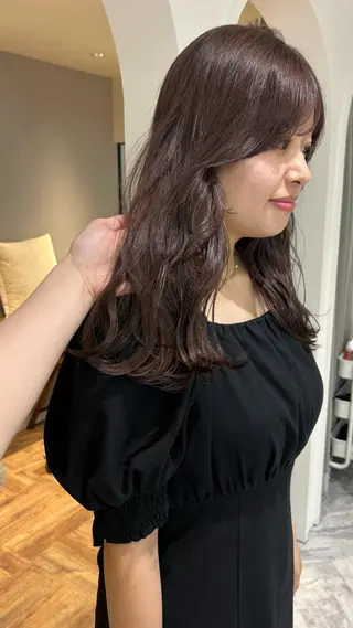 セミロング カラー じゅわっと暖色カラー 🍊Moemiのヘアスタイル