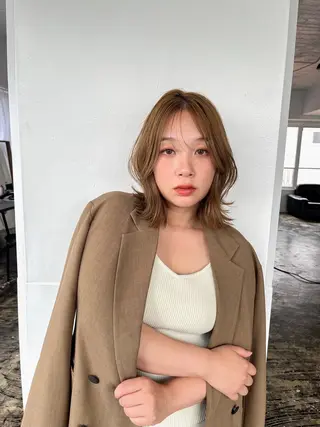 ミディアム カラー 巻ける髪質改善で美髪 にデザイン✨/よしみのヘアスタイル