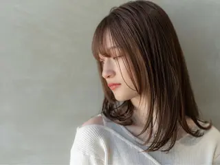 ミディアム 顔周りカット・相談 レイヤーも◎しずくのヘアスタイル