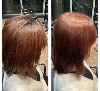 ミディアム カラー ブリーチカラー/ カット/安松龍一のヘアスタイル