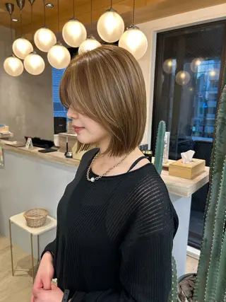 ショート カラー レイヤーボブ縮毛矯正 韓国RINAのヘアスタイル