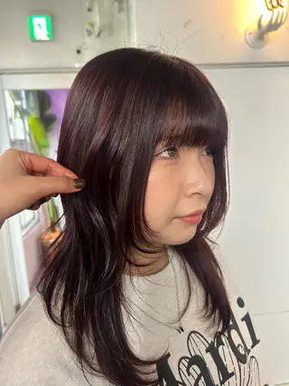 セミロング カラー maho/垢抜け カラーパーマメイクのヘアスタイル