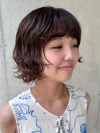 ミディアム パーマ 似合わせレイヤー/ パーマヘア/高倉のヘアスタイル