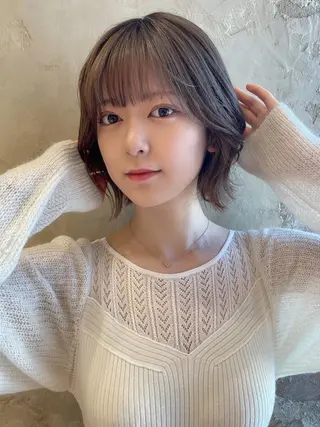 ミディアム カラー パーマ ヘアアレンジ 骨格別小顔カット/ 顔周りカット/金井のヘアスタイル