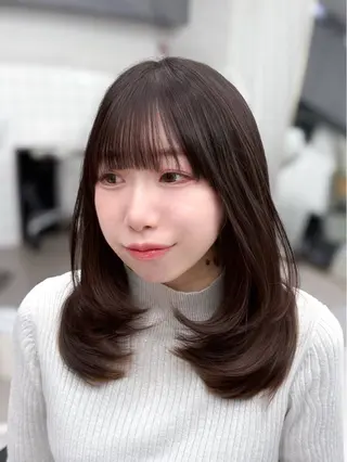 セミロング カラー 韓国ガーリーヘア🎀 Sayaka🤍のヘアスタイル