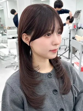 セミロング 前髪顔まわりカット 🌈中村海聖のヘアスタイル