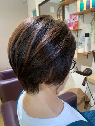 ショート カラー パーマ ヘアアレンジ メンズ キッズ ネイル マツエク・マツパ アイブロウ 白髪世代特化 🌿飯塚京橋のヘアスタイル