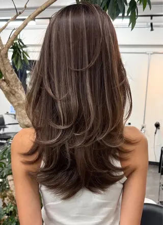 ロング カラー ハイライト/レイヤー 河原町/Manatoのヘアスタイル
