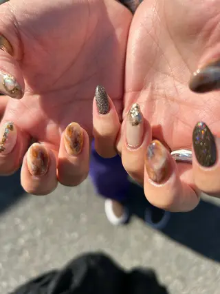 ネイル mellow:ｸﾙﾐ ﹡˖˟༝🎀˖˟ ༝のネイルデザイン