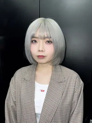 ミディアム カラー ヘアアレンジ 韓国レイヤーカット/ 儚げカラーチナツのヘアスタイル