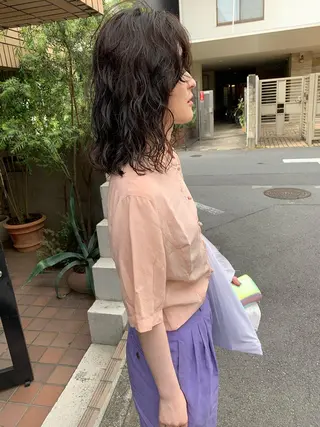 ミディアム パーマ くせっ毛カット タツヤのヘアスタイル