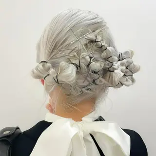 セミロング ヘアアレンジ ダブルカラー,透け カラーHINARIのヘアスタイル