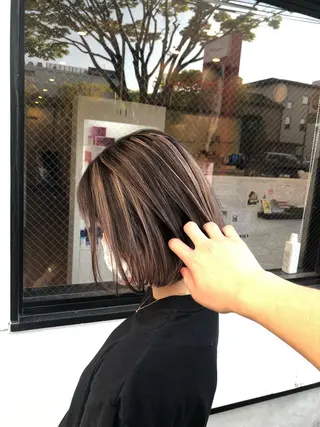 ミディアム カラー 太白区/白髪ぼかし ハイライト/千葉達人のヘアスタイル