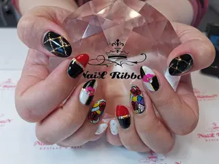 ネイル ネイルリボン 受付スタッフのネイルデザイン