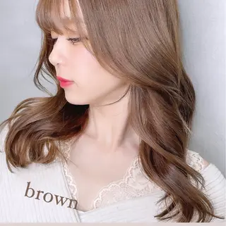セミロング カラー 透明感カラー×小 顔レイヤー♡ヒデさんのヘアスタイル
