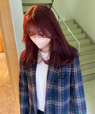 ロング カラー パーマ ヘアアレンジ メンズ デザインカラー/ボブ ブリーチカラー/ユリのヘアスタイル