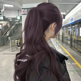 セミロング カラー ヘアアレンジ 🤍淡色ピンク&ラベ ンダーYUKI🤍のヘアスタイル