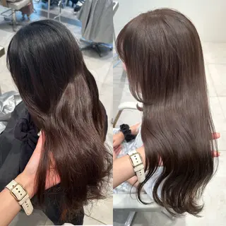 ロング カラー ヘアアレンジ 🤎小顔レイヤー /ベージュ🤎友香のヘアスタイル