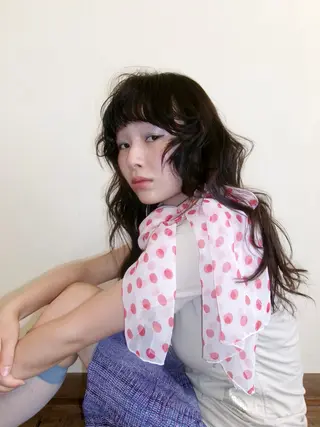 ロング ハッシュカット🎀 レイヤーカットのヘアスタイル