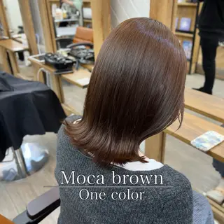 ミディアム カラー パーマ ヘアアレンジ 二ヶ月綺麗なデザイン カット/星野六三四のヘアスタイル