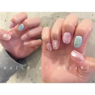 ショート カラー ネイル マツエク・マツパ illum hicariのネイルデザイン