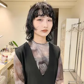 ミディアム パーマ ショート・ボブ ・ウルフ✂︎IMAIのヘアスタイル
