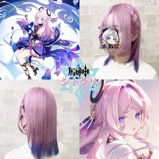 ミディアム カラー 推しカラー💫 ブリーチ💫若菜覚のヘアスタイル