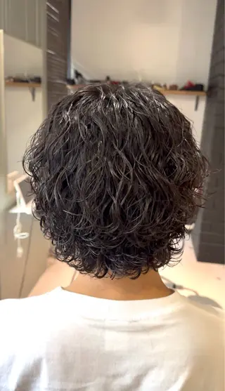 ミディアム パーマ メンズ 曲がる縮毛矯正特化/ 川岸のヘアスタイル