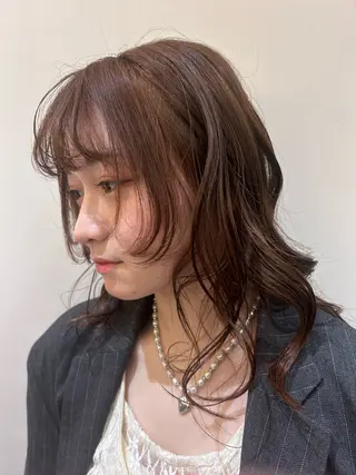 ミディアム カラー ヘアアレンジ 西山 菜己星のヘアスタイル