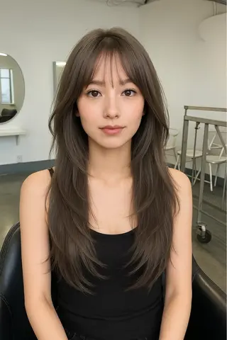 セミロング カラー パーマ ヘアアレンジ メンズ キッズ 🦋韓国レイヤー｜ 透明感グレージュ🦋のヘアスタイル