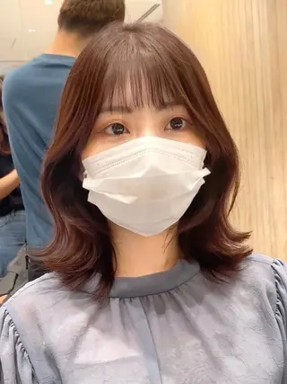 ミディアム カラー パーマ ヘアアレンジ 小野寺瑞希 /最小顔カットのヘアスタイル