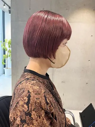 ショート カラー パーマ ヘアアレンジ 透明感/オリーブ/ グレージュ/YUKAのヘアスタイル