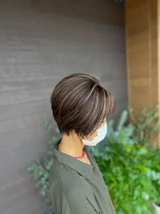 ミディアム カラー 太白区/白髪ぼかし ハイライト/千葉達人のヘアスタイル