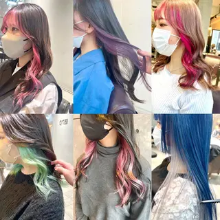 セミロング カラー ヘアアレンジ 🌈インナーカラー ‘ショウマ’🌈のヘアスタイル