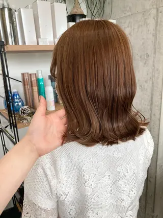ミディアム ✨色持ちの良い艶 カラー✨蟹江真世のヘアスタイル