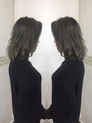 ミディアム カラー パーマ 三輪 太一のヘアスタイル
