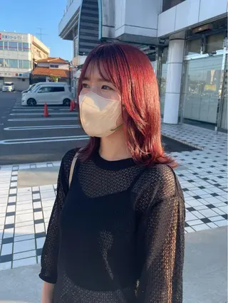 ミディアム カラー カットパーマモデル 山中 遥のヘアスタイル