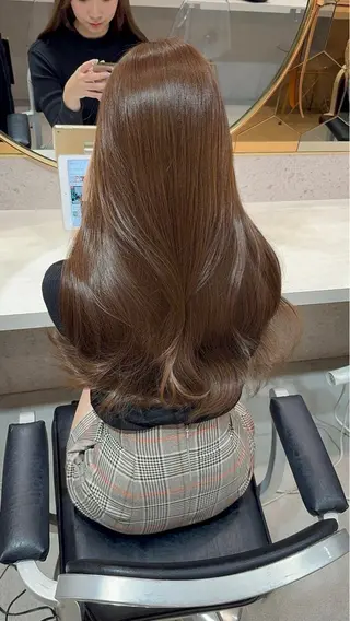 ロング カラー パーマ 絶対垢抜けレイヤー/ 透明感カラーリョウヤのヘアスタイル