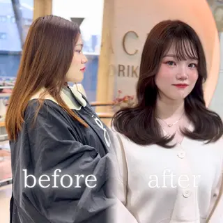 セミロング HACHI美容室 韓国ヘア　AKARIのヘアスタイル