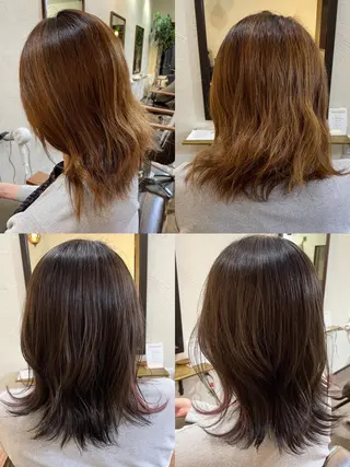 ミディアム カラー 箱守 さやかのヘアスタイル