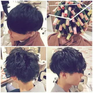 ショート パーマ メンズ 松山 真也のヘアスタイル