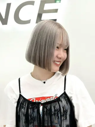 ショート カラー ヘアアレンジ 縮毛矯正🤍 盛れるボブ/ひかりのヘアスタイル