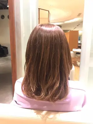 セミロング カラー パーマモデル募集🌈 森脇帆南のヘアスタイル