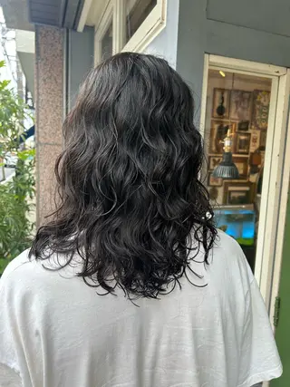 ミディアム パーマ 清水千優/パーマ/ メンズパーマのヘアスタイル