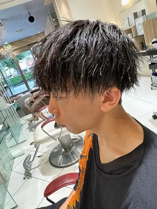 ショート パーマ ヘアアレンジ メンズ 💈メンズ特化 美容師サキ💈のヘアスタイル