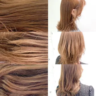 ミディアム カラー パーマ ヘアアレンジ ネイル マツエク・マツパ 韓国風ベージュ🤎 赤みなし🌿横浜🤎のヘアスタイル