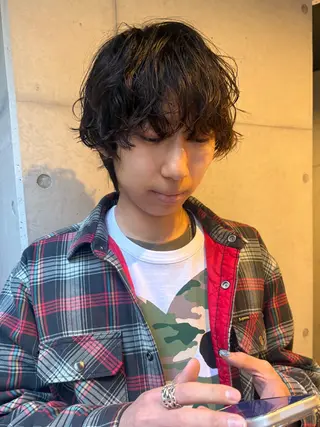 ミディアム パーマ メンズ 韓国ヘア/wカラー レイヤー/RIN🎀のヘアスタイル