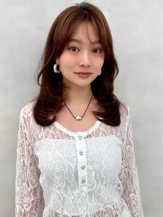 セミロング 学割 悟 韓国風艶髪縮毛矯正のヘアスタイル